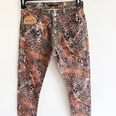 jean taille haute slim skinny kaki & multicolore place du jour taille 36 S - neuf avec étiquette 